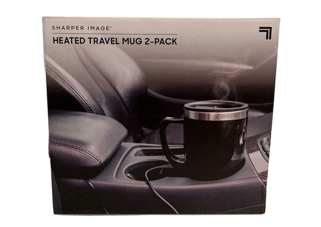 Black Sharper Image Heated Travel Mug 2 pack New Open Box