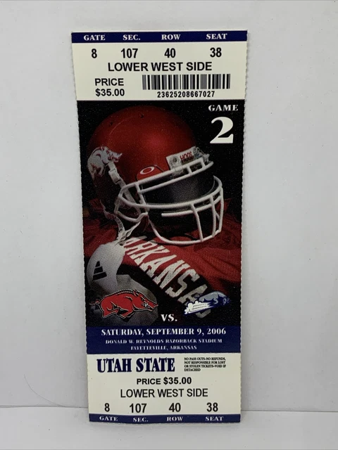 Arkansas Razorbacks Vs Utah State Football Ticket 2006 Darren McFadden 2 TD’s