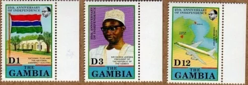 VINTAGE CLASSICS - Gambia 1990 - Independence -Set of 3 Stamps - Scott 985-7 MNH
