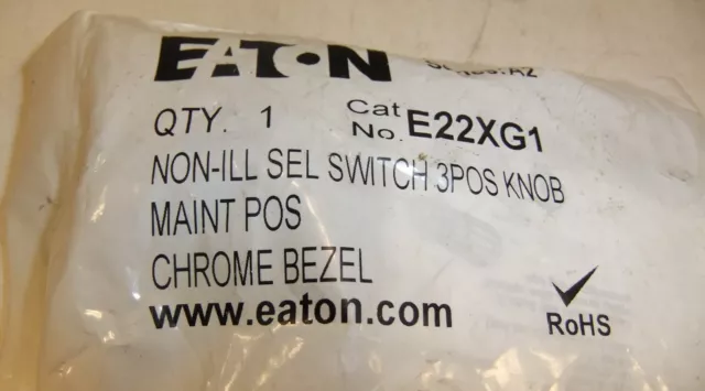 Eaton Non-Illuminated Selector Switch 3 Pos. Maint. E22XG1 3