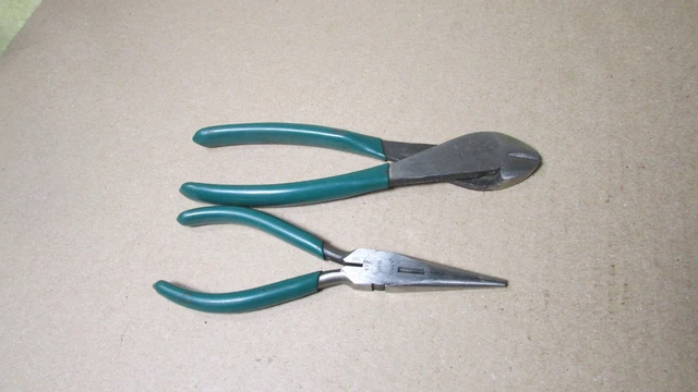 2 Vintage S-K Wayne USA Pliers 16107 Diagonal Cut & 16616 Needle Nose