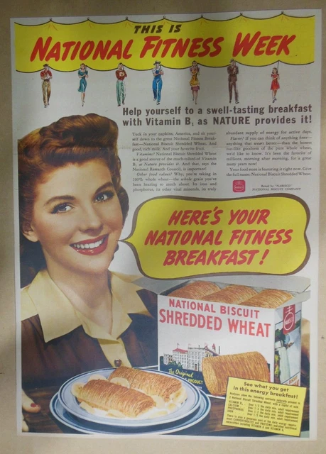 Nabisco Cereal Ad: War Time Shredded Wheat from 1941 Size: 11 x 15 inches