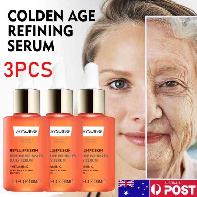 3PACK Vitamin C & E Face Serum Hyaluronic Acid Anti Aging Wrinkle Collagen Cream