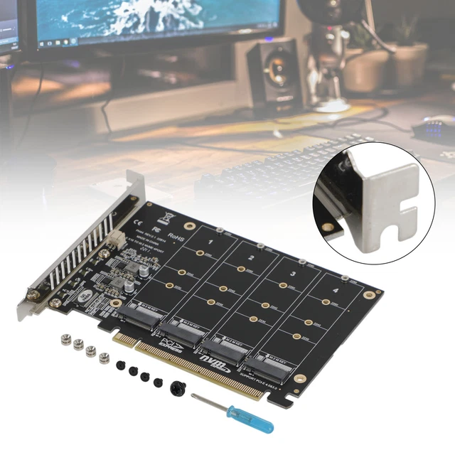 M.2 NVME SSD to PCI-E 4.0 X16 Adapter Expension Card support PH44 2280 2242 AUS