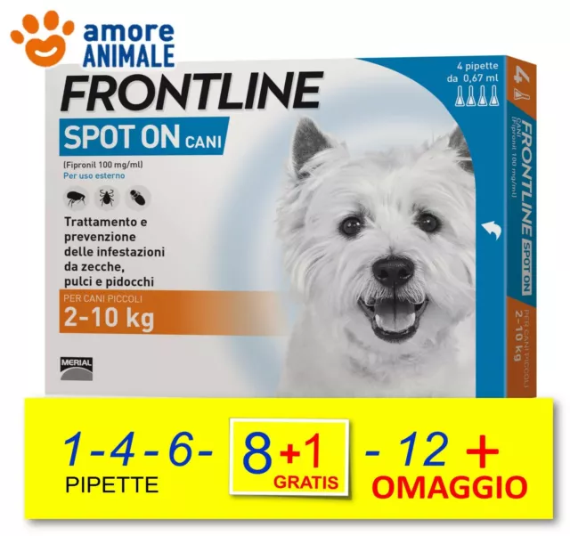 Frontline Spot On Cane per Cani da 2-10 kg  1 / 4 / 6 / 8+1  / 12 pipette