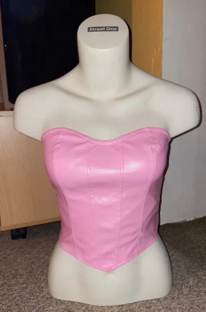 PU - Leder Optik, Tube Top, Bustier, Zip., Sexy, Pink, Size. S,M