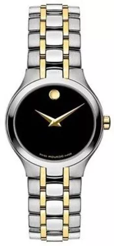 Orologio Usato Donna Movado Folio Placca Oro 18K & SS - Quadrante Nero - 606372