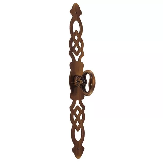 Hardware Cabinet Dresser Drawer Pull KNOB Mock Key w/ Backplate Antique Brass