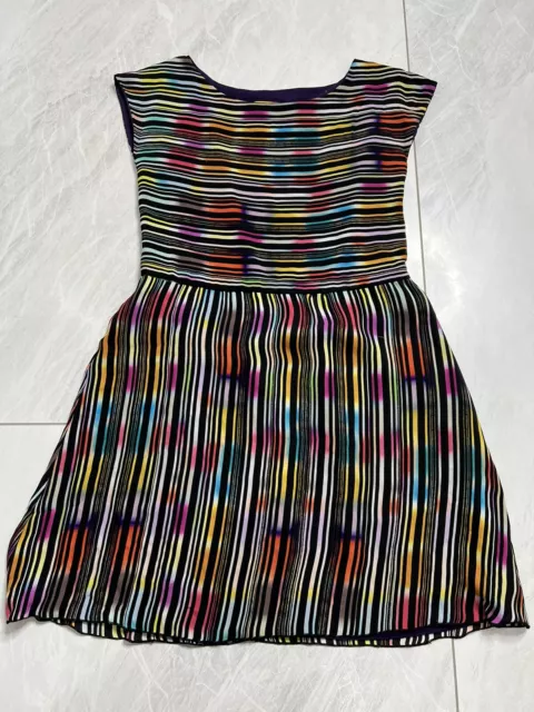 ALICE + OLIVIA Women’s Sz 2 Colorful Striped Short Sleeve DRESS