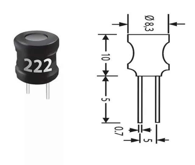 Choke Drossel Spule Festinduktivität axial 2200µH 2,2 mH ±5% 250mA 2 Stück