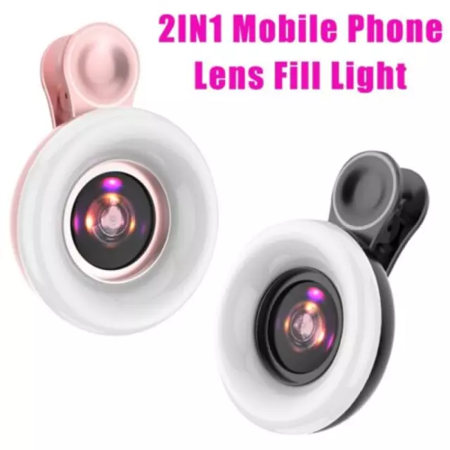 15x Makro Linse Fülllicht Selfie LED Ring Flash Light für iPhone Handy Universal