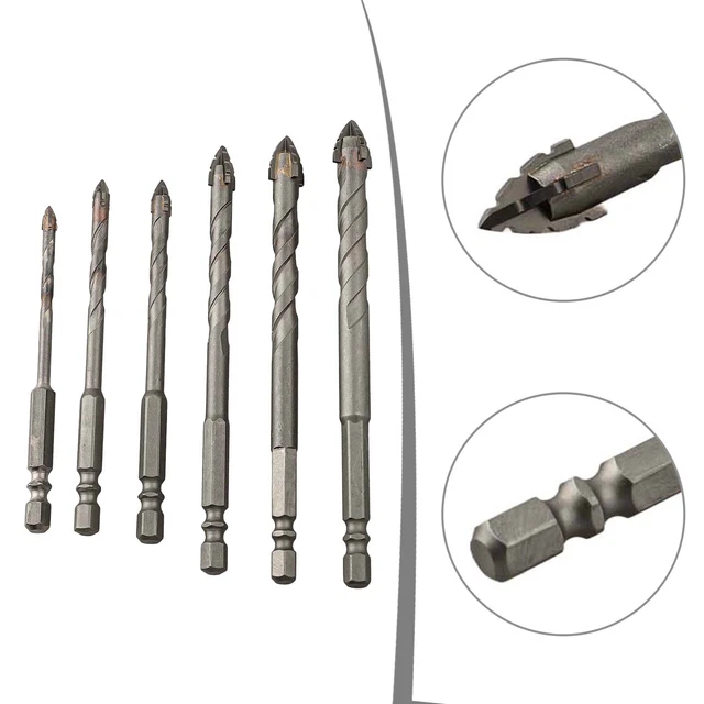 Lot De 4 Forets Excentriques Pour Verre Et Carrelage - Diamètres 6, 8, 10, 12 Mm - En Carbure - Réduction Des Vibrations - 9