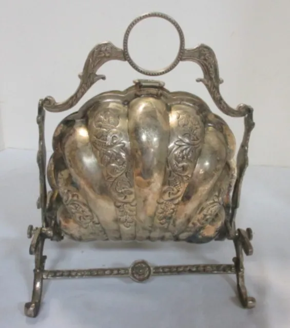 Antique English Silver Plated Clamshell Biscuit Warmer Box
