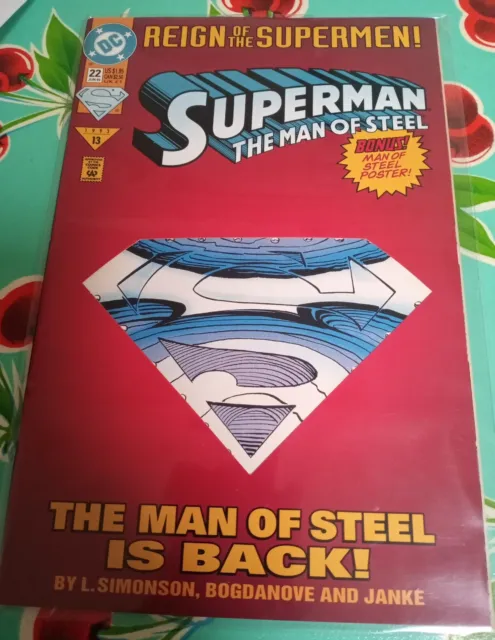 DC COMICS: SUPERMAN THE MAN OF STEEL #23 1993 1st FULL STEEL DIE CUT COVER(CB044