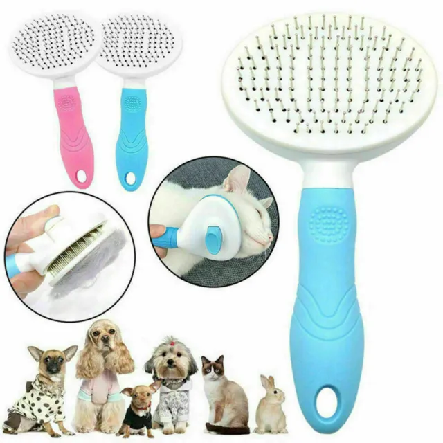 Dog Cat Pet Brush Grooming Slicker Self Cleaning Slicker Brush Massage Hair Comb 2
