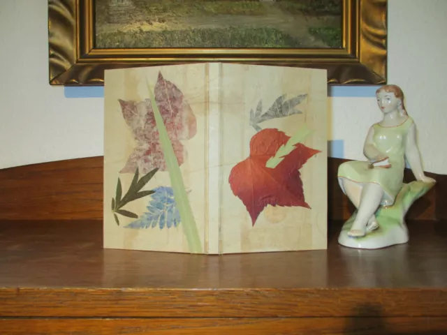 Hübsches BLANKOBUCH Designer Binding HANDEINBAND Collage Blätter BUCHBINDER