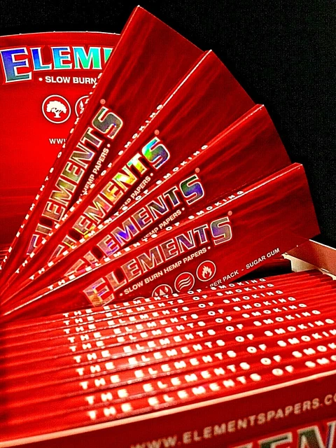 Elements Red Hemp 4pk King Slim Rolling Papers Slow Burn 32pp LOWPrice FREE2Ship