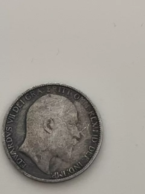 1902 British King Edward VII Silver Sixpence Coin