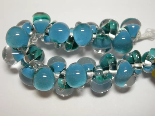 Spectacular! Lampworked Boro Glass Teardrop Beads 25 P