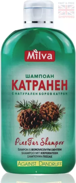 Milva Pine Tar Shampoo for Seborrheic Dermatitis - 200ml Natural Dandruff - Anti