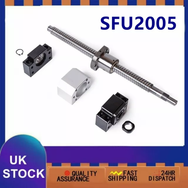 Ball Screw SFU2005 400 500 600mm 1000mm Set & Ballnut Housing & BK/BF15 For CNC