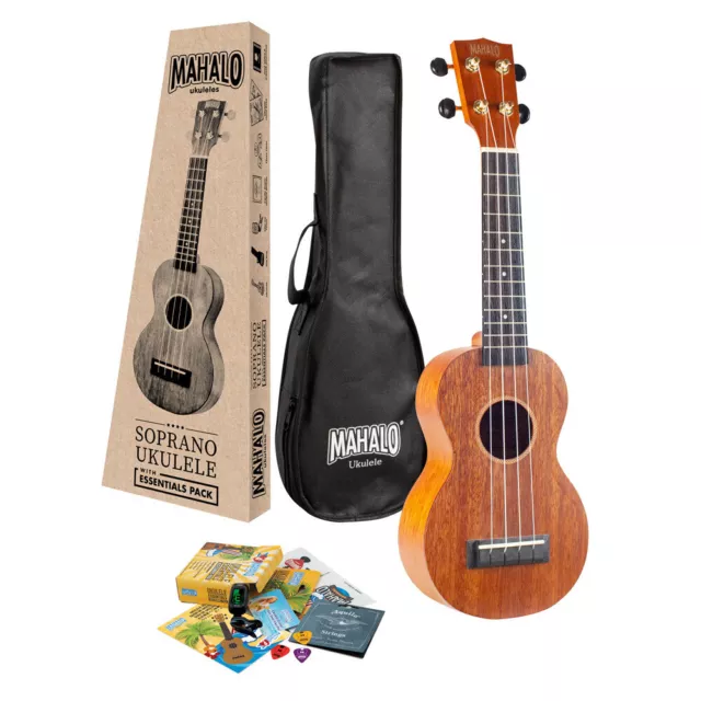 Mahalo Java Series Soprano Ukulele with Essentials Accessory Pack (Transparent B