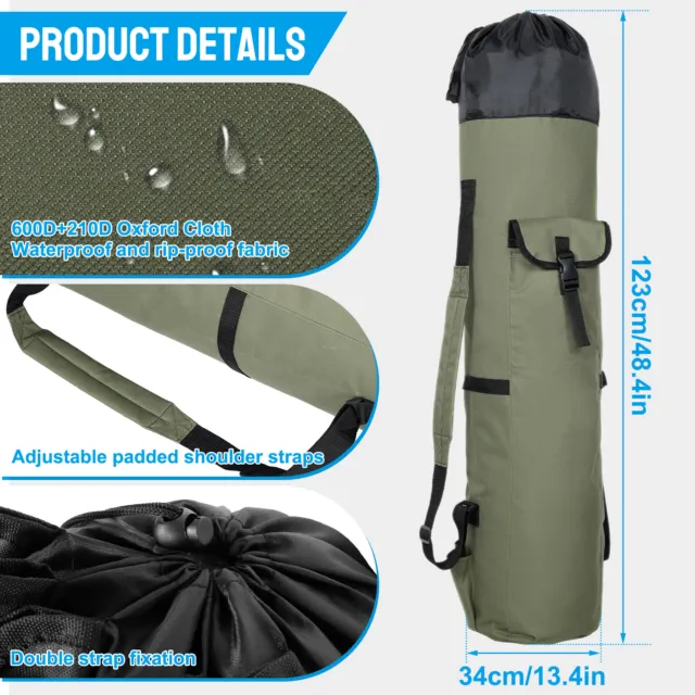 FISHING POLE BAG with Rod Holder Waterproof Tackle Storage Bag  Tear-resistant☆ $33.24 - PicClick AU