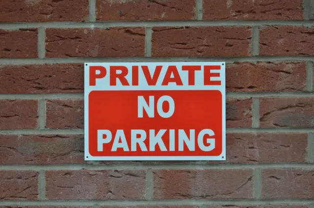 PRIVATE NO PARKING plastic or dibond sign or sticker driveway access road car