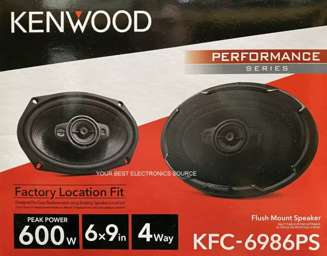 4) Kenwood KFC-D691 6X9 4-Way 600W Coaxial Speakers + 1000W 4 CH Amp + Kit
