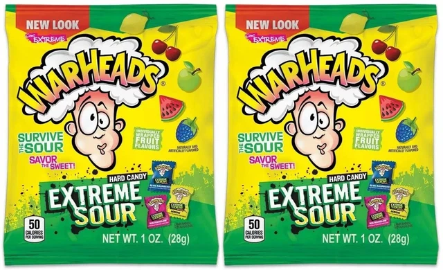 2x Warheads Extrême Aigre Bonbon Dur Variés Arôme 28g Américain Sucreries