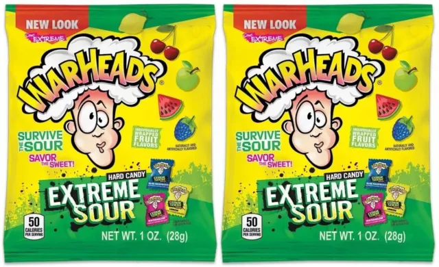2x Warheads Extreme Sour Hard Candy Assorted Flavor 28g American Sweets