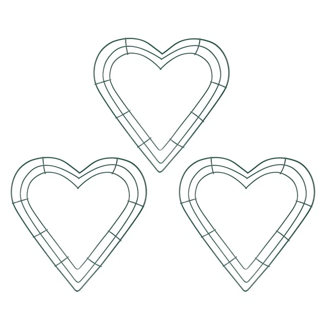 3 Pack Heart Metal Wreath 12 Inch Heart-Shaped Wire Wreath Frame for Home W Y3B4