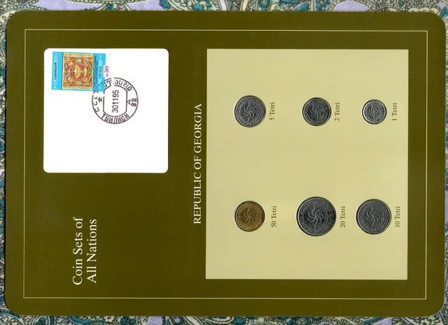 Coin Sets of All Nations Georgia w/card 1993 UNC 50,20,10,5,2,1 Tetri