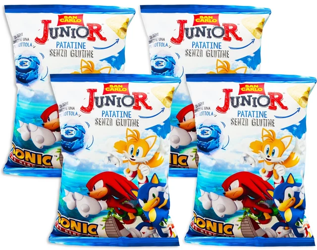 4X San Carlo Patatine Junior Sonic the Hedgehog Snack con Sorpresa 30g