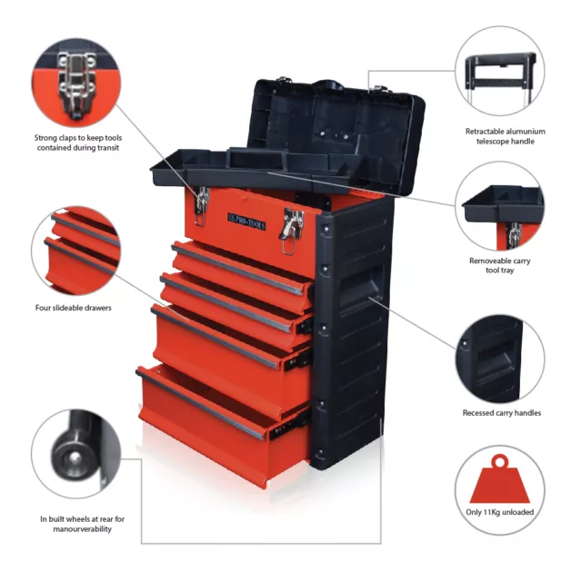 318 US PRO Tools Red Mobile Rolling Wheels Trolley Cart Storage cabinet Tool Box