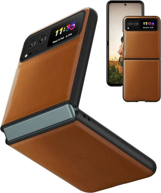 Slim Fit Case for Motorola Moto Razr 40 (2023), Leather + Hard PC Back
