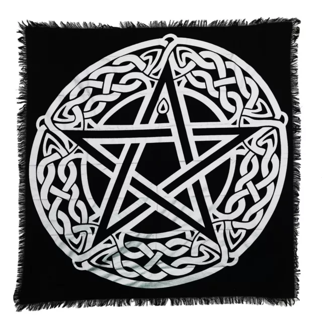 Celtic Pentagram Silver Altar Table Cloth Tarot Spread Witchcraft Witchery Alter