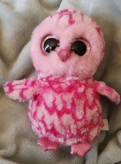 TY Beanie Boo Pink Pinky The Owl 6.5” Soft Plush Toy Teddy Cuddly No Tag