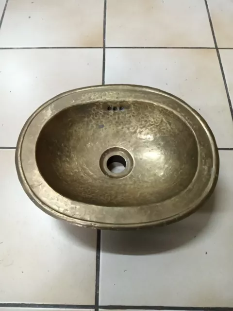 Vasque Laiton Marocaine ovale évier lave main lavabo 34x27x10 Cm