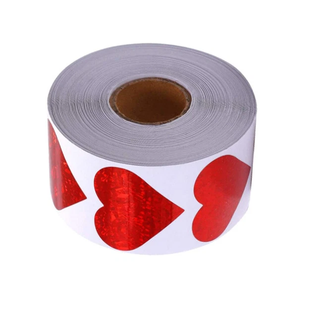 1 rolle/500pcs Rot Herz Aufkleber Dekorative Abdichtung Aufkleber