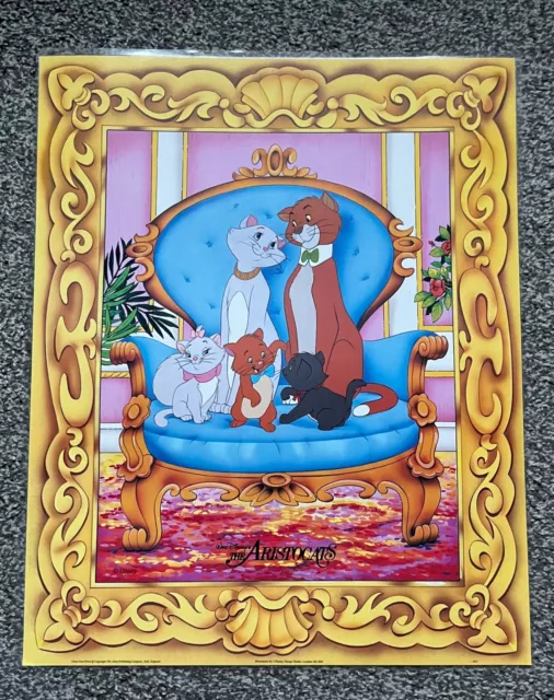 90s Vtg RARE Disney Aristo cats Print Laminated A3 16" x 20" 1995