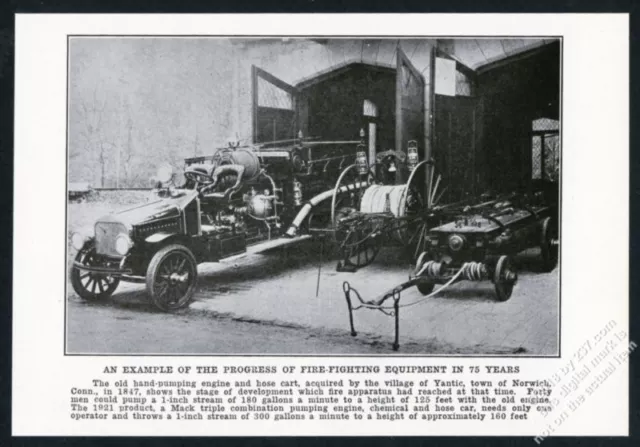 1921 Mack fire truck Yantic Norwich Connecticut & 1847 engine photo article