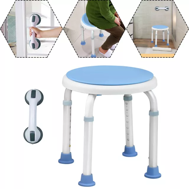 Taburete de baño giratorio 360° silla de ducha silla de baño con mango de ducha ventosa mango de bañera*