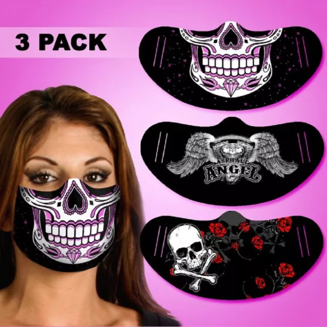 Mujer Cara Cubierta Máscara - Algodón Suave Poliéster Tela, Máscaras - Set De 3