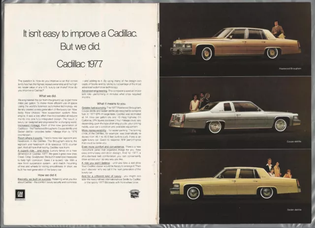 1977 CADILLAC 2-page advertisement, Cadillac ad, Fleetwood sedan coupe deVille