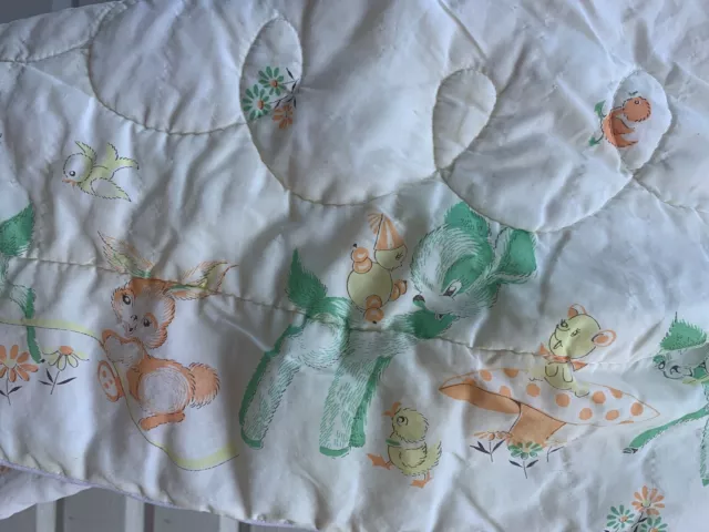 vintage baby toddler sleeping bag mushrooms bunny deer duck birds kitschy 