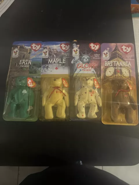 TY Beanie Babies McDonalds International Bears Set (4)Glory-Maple-Britannia-Erin