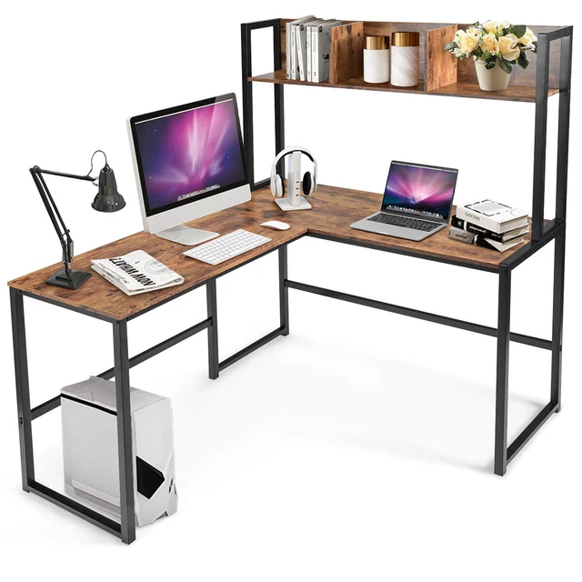 LSHAPED CORNER COMPUTER Desk Large PC Table Workstation with Storage