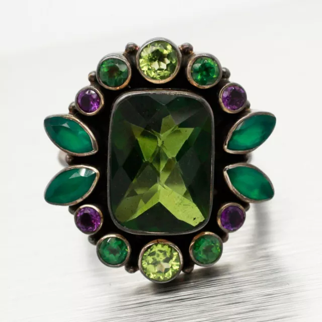Nicky Butler Peridot, Olivine, & Amethyst Cocktail Ring - Sterling Silver
