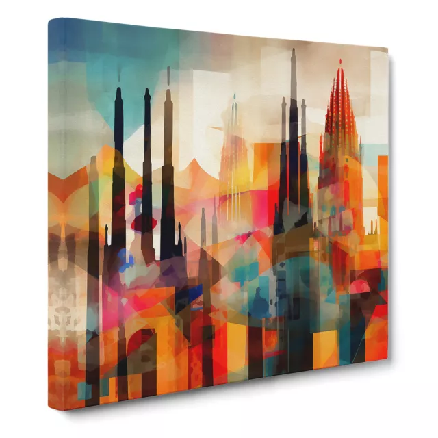 City Of Barcelona Abstract Art Canvas Wall Art Print Framed Picture Home Decor